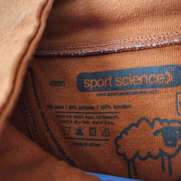 SPORT SCIENCE 1/4 zip Polywool T-Shirt tech shirt athletic running in orange XL - Picture 7 of 9